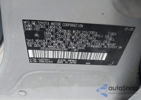 2005 Toyota Rav4 z USA, uszkodzony, nr VIN JTEGD20V050063399